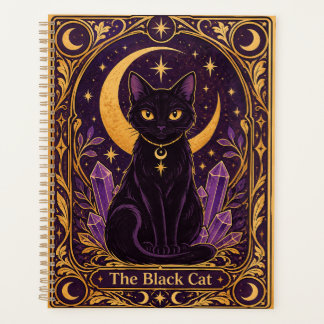 Lila und Gold Mystische Schwarze Katze Tarot Planer