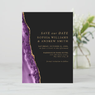 Lila und Gold Save the Date Einladung