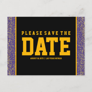 Lila und Gold Save-the-Date-Karten Ankündigungspostkarte