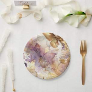 Lila und Gold Schmetterlingskleid Fantasy Sweet 16 Pappteller
