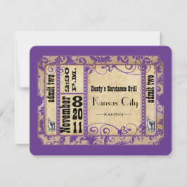 Lila und Gold Showbill Old Paper Wedding RSVP