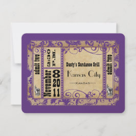 Lila und Gold Showbill Old Paper Wedding RSVP