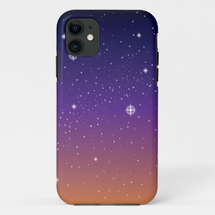 Lila und Gold Starry Sunset Sky iPhone 11 Hülle
