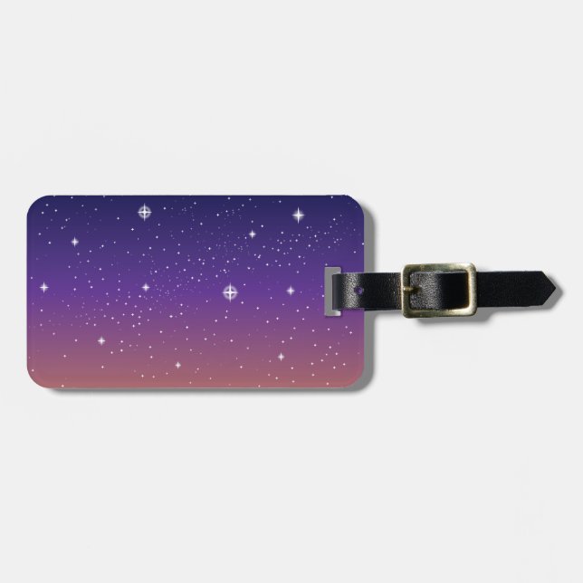 Lila und Gold Starry Sunset Sky Gepäckanhänger (Vorderseite horizontal)