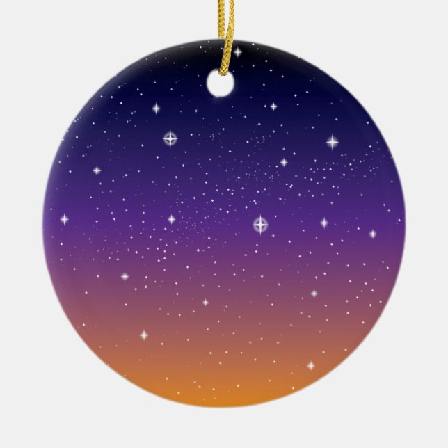 Lila und Gold Starry Sunset Sky Keramikornament (Vorne)