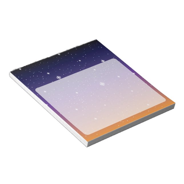 Lila und Gold Starry Sunset Sky Notizblock (angewinkelt)