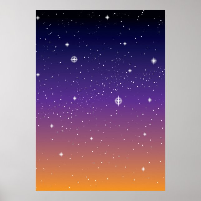 Lila und Gold Starry Sunset Sky Poster (Vorne)