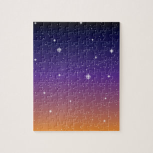 Lila und Gold Starry Sunset Sky Puzzle