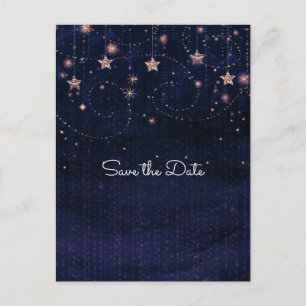 Lila und Gold Sterne Whimsical Celestial Ankündigungspostkarte