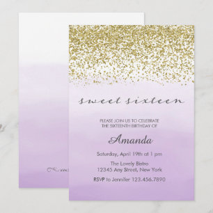 Lila und Gold Sweet 16 Geburtstag Einladung