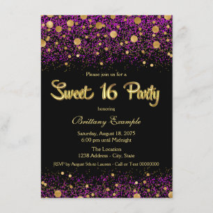 Lila und Gold Sweet Sixteen Party Einladung