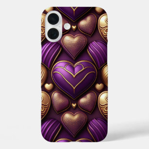 LILA UND GOLD VALENTINE LIEBE HÖRT iPhone 16 PLUS HÜLLE