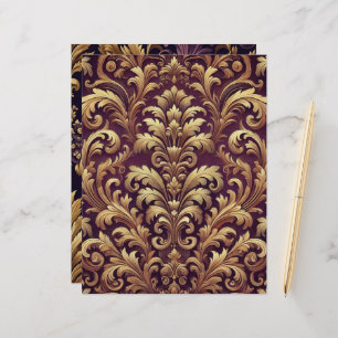 Lila und Gold Viktorianisches Damask-Scrapbook