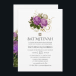 Lila und Gold Vintag Chic Bat Mitzvah Einladung<br><div class="desc">Lila und goldene Vintage,  schabby-chic florale Fledermaus mitzvah Einladung entwickelt,  um schnell und einfach auf Ihre Event-Besonderheiten angepasst werden.</div>
