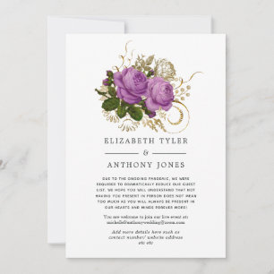 Lila und Gold Vintage Chic Reduzierte Gästeliste Ankündigung