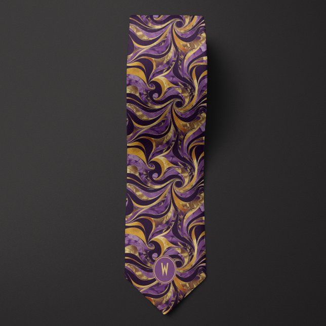 Lila und Gold Vortex Abstrakt Neck Tie Krawatte (Von Creator hochgeladen)