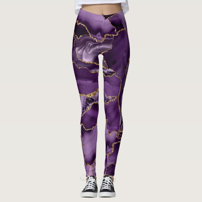 Lila und Goldagung des Glitzer Leggings (Vorderseite)