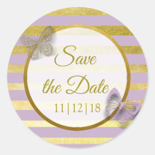 Lila und Goldbarren Save the Date Sticker