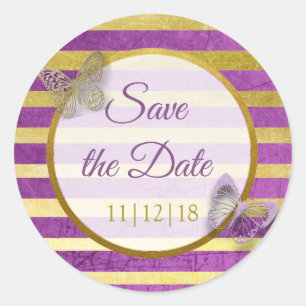 Lila und Goldbarren Save the Date Sticker