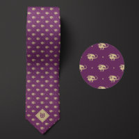 Lila und Golddrache in Profil mit Monogram