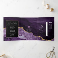 Lila und goldene Agate Hochzeit - Einladung mit dr