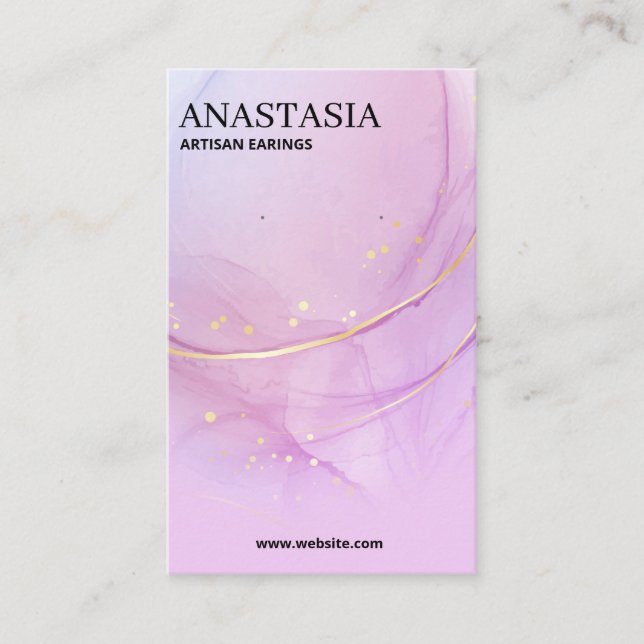 Lila und goldene Alkoholtinte Ohrkarten Visitenkarte (Vorderseite)
