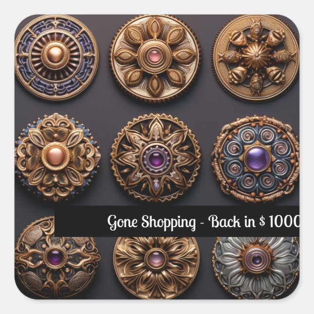 Lila und goldene Augen auf Button Magic Day 2 Quadratischer Aufkleber (Vorderseite)