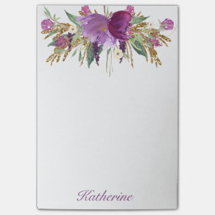 Lila und goldene Blume Post-it Klebezettel