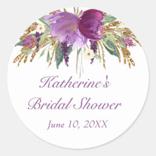 Lila und goldene Blume Rundaufkleber Runder Aufkleber