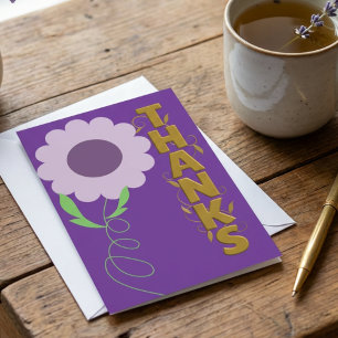 Lila und Goldene Blumen Dankeskarte Mitteilungskarte