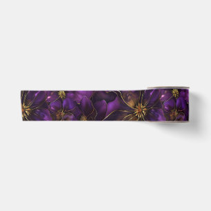 Lila und goldene Blumen Satinband