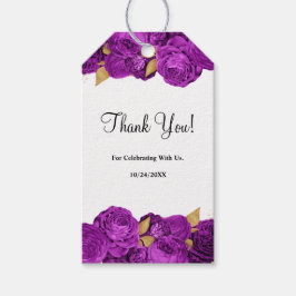 Lila und goldene blumengeschenkte Tags Geschenkanhänger