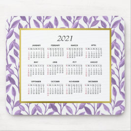 Lila und goldene Blumenweine | Kalender 2021 Mousepad