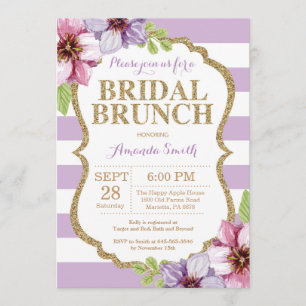 Lila und goldene Bridal Brunch Einladung