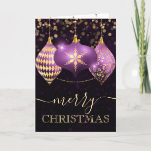 Lila und Goldene Christbaumkugeln Weihnachten