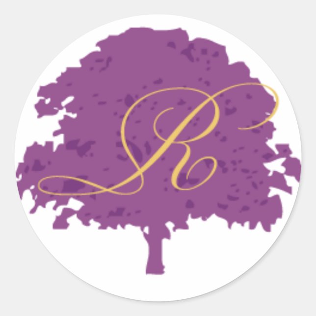 Lila und goldene Eiche Runder Aufkleber (Vorderseite)