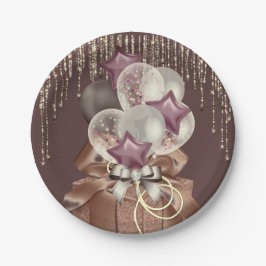 Lila und goldene Feier Pappteller