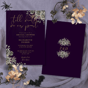 Lila und goldene gotische Rosen Floral Hochzeitsdu Einladung