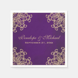 Lila und goldene Hochzeit im indischen Stil Serviette