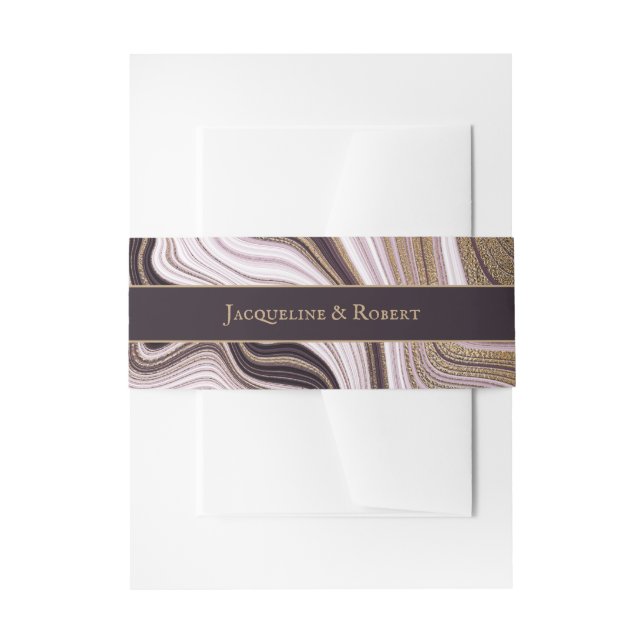 Lila und goldene Marmorhochzeit Einladungsbanderole (Vorderseite Beispiel)