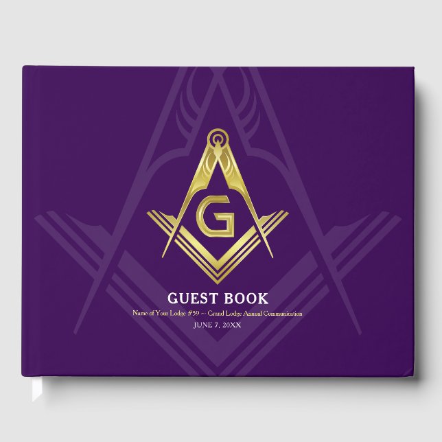Lila und goldene Masonic Gästebuch | Freimaurer (Vorderseite)