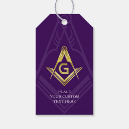 Lila und goldene Masonic-Gift-Tags | Freimaurer Geschenkanhänger