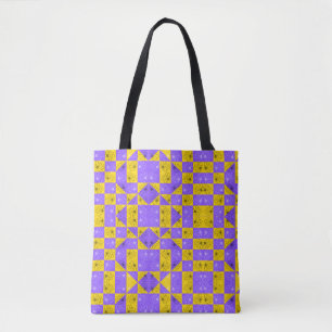 Lila und goldene moderne geometrische Schachbrette