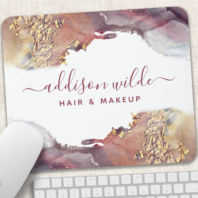 Lila und goldene, moderne Kunst Flüssige Aquarellf Mousepad (Von Creator hochgeladen)