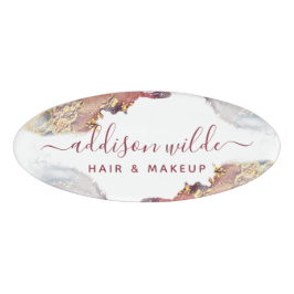 Lila und goldene, moderne Kunst Flüssige Aquarellf Namenschild