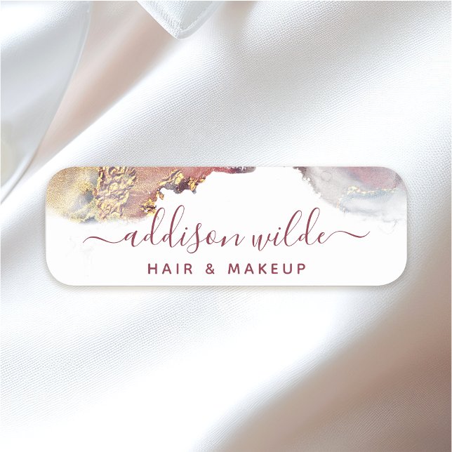 Lila und goldene, moderne Kunst Flüssige Aquarellf Namensschild (Von Creator hochgeladen)