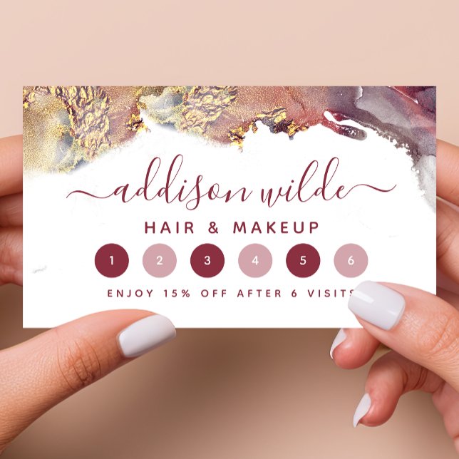 Lila und goldene, moderne Kunst Flüssige Aquarellf Treuekarte (Von Creator hochgeladen)