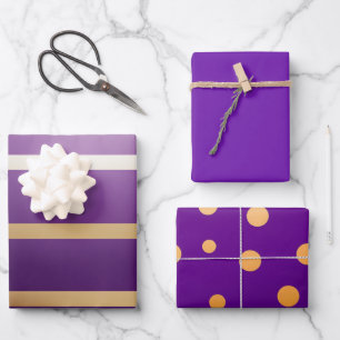 Lila und goldene Pflaume Geschenkpapier Set