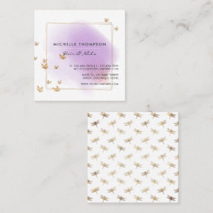 Lila und goldene Pinselstriche Doodle Quadrat Busi Quadratische Visitenkarte