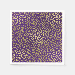 Lila und goldene Punkte Konfetti Elegant Glamourös Serviette
